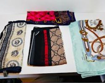 Lote de 4 bufandas vintage de seda del Museo Ecuestre de París, bufandas de moda inspiradas en diseñadores.