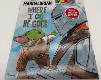 Libro de Star Wars Mandalorian para pintar con agua – Libro de actividades de Grogu Baby Yoda – Recuerdos para fiestas del 4 de mayo – Libro para colorear con solo añadir agua