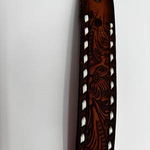 Tony Lama Tooled Leather Belt - Etsy display picture 1
