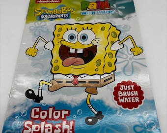 Libro de Bob Esponja para pintar con agua, edición vintage de 2021 – Libro de actividades Color Splash de Nickelodeon – Libro de manualidades para niños sin usar – Recuerdo para fiesta de cumpleaños
