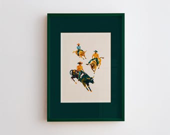 Rodeo Stars Hand Illustrated Abstract Western Art Print | Digital Download