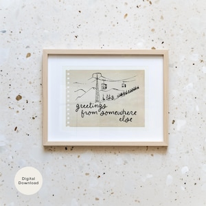 Minimalist Aprés Ski Illustration with Whimsical Quote, Rustic Winter Wall Art, Retro Mountain Landscape Travel Poster | Digital Download