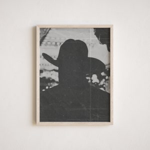 King of the Rodeo, Goth Cowboy Silhouette, Vintage Black & White Western Aesthetic Photography, Digital Art Print, Multiple Sizes Included