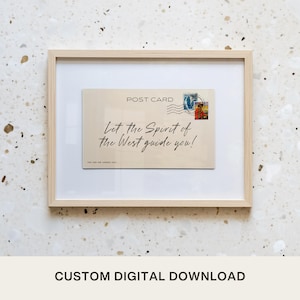 Vintage Postcard Art Print with Custom Quote, Personalized Wall Decor, Unique Handmade Keepsake, Sentimental Gift Idea | Digital Download