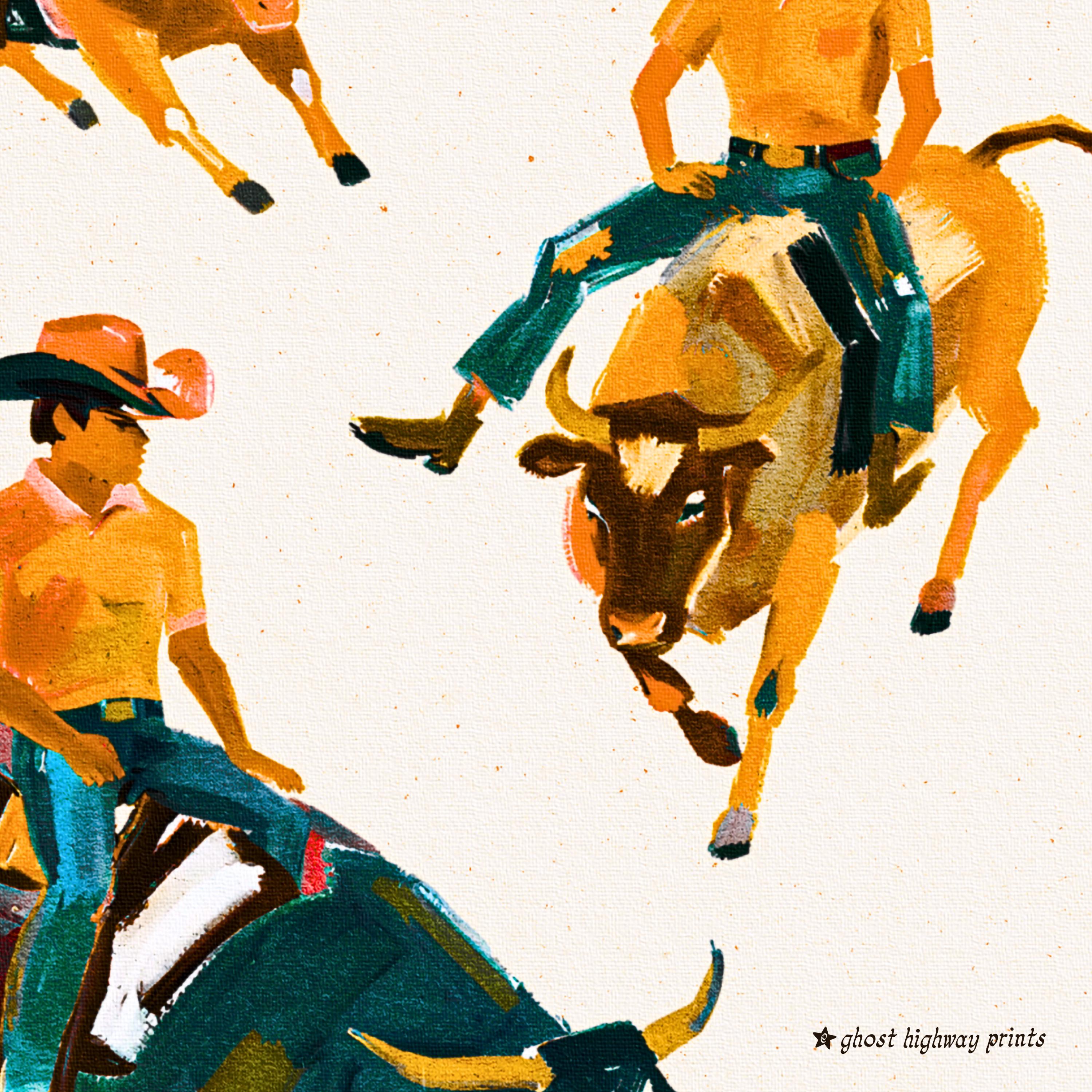 Rodeo Stars Hand Illustrated Abstract Western Art Print | Digital ...