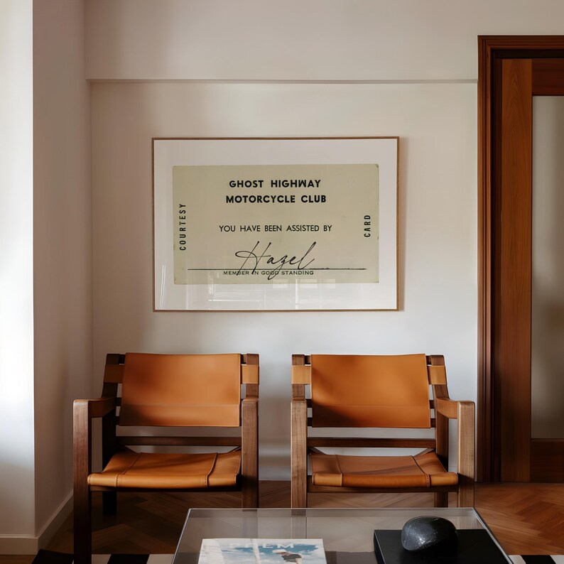 Personalized Motorcycle Club Digital Art Print, Vintage M.C. Club Card