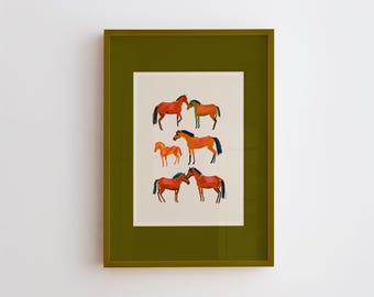 Original Wild Horse Abstract Western Illustration Art Print | Digital Download