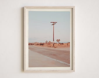 Telephone Wires Vintage Polaroid, Desert Road Landscape Photography, Western Aesthetic Art Print, Digital Download, Multiple Sizes Included