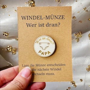 Windelmünze – Gravierte Holzmünze für frischgebackene Eltern
