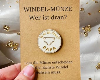 Moneda de pañal: moneda de madera grabada para nuevos padres