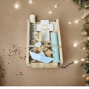 Set de regalo para bautizo: regalo en efectivo con vela + cruz de madera y cristal cumple deseos