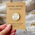 Diaper Coin – Engraved wooden coin for new parents