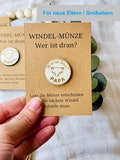 Diaper Coin – Engraved wooden coin for new parents product logo