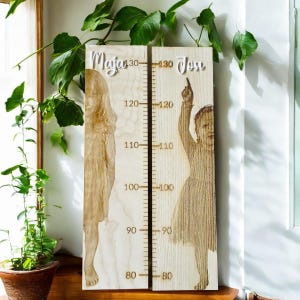 Toise en bois personnalisée pour enfants – 80-130 cm, avec gravure photo, longueur 58 cm, cadeau unique pour bébés et enfants