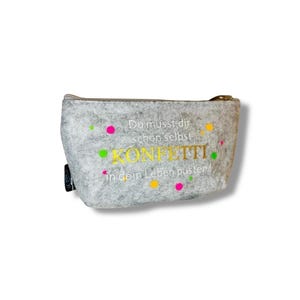 Petit sac pouvant servir de trousse à cosmétiques, de trousse de maquillage ou de trousse de toilette avec un message, des confettis pour maman, meilleure amie, personne préférée, objets préférés