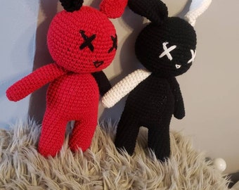 Dead bunny, spooky bunny, Halloween bunny, x on eyes, big bunny, long bunny, alternative plush, Alt item, goth, gift, plushie, accessories