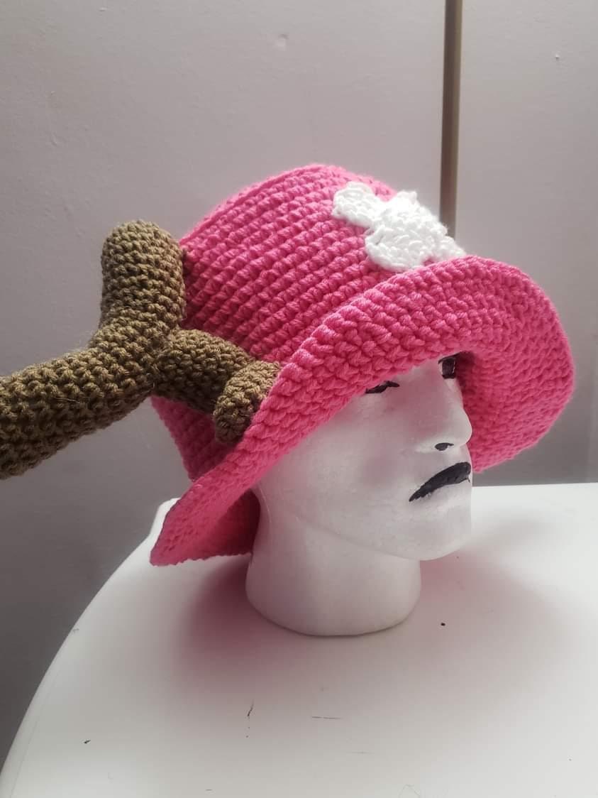One peice inspired- chopper hat, bucket hat, cosplay, reindeer, chopper, doctor, anime, pink, Hat, antlers, Grandline