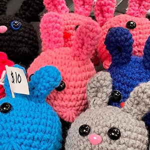 Dead X Eye Crochet Bunny, Spooky Plushie, Halloween Goth Gift - Etsy