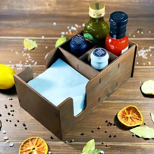 Rustikaler Pub Nupkin Halter | Holz Condiment Organizer | Personalisierte Restaurant Aufbewahrung | Küchentisch Organizer | Rustikales Küchendekor