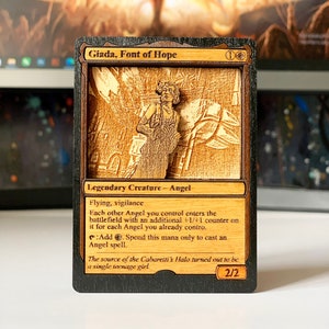 Tarjeta de madera MTG / El mejor regalo para el coleccionista MTG / Arte en capas de madera / Regalo Commander MTG