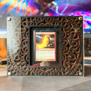 MTG カスタム木製カードディスプレイ | マジックザギャザリング カードフレーム | トレーディングカードディスプレイ | レイヤード MTG 木製壁装飾