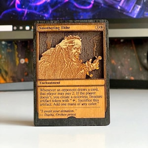 Magic the Gathering Carte en Bois | Meilleur cadeau pour les collectionneurs MTG | Carte MTG d’étouffement personnalisée | | d’art stratifié en bois Cadeau TCG Collectors