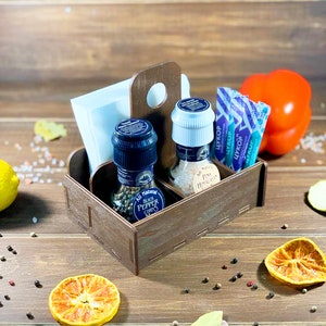 Organizer da cucina in legno / Personalizzazione gratuita / Organizzatore rustico / Deposito ristorante / Accessori per caffè / Porta tovaglioli / Regalo mamma