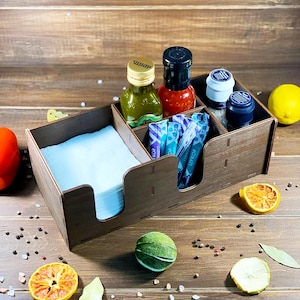 Serviettenhalter aus Holz | Gratis Personalisierung Restaurant Organizer | Küchen organizer | Home Rustikal Dekor | Loft Küchendekoration