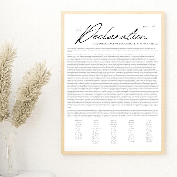 what size is the declaration of independence