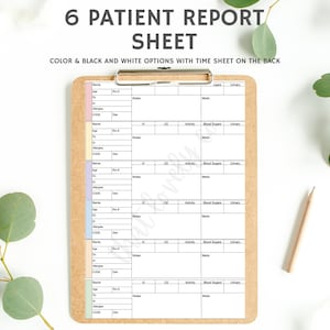 6 Patient Nursing Report Sheet