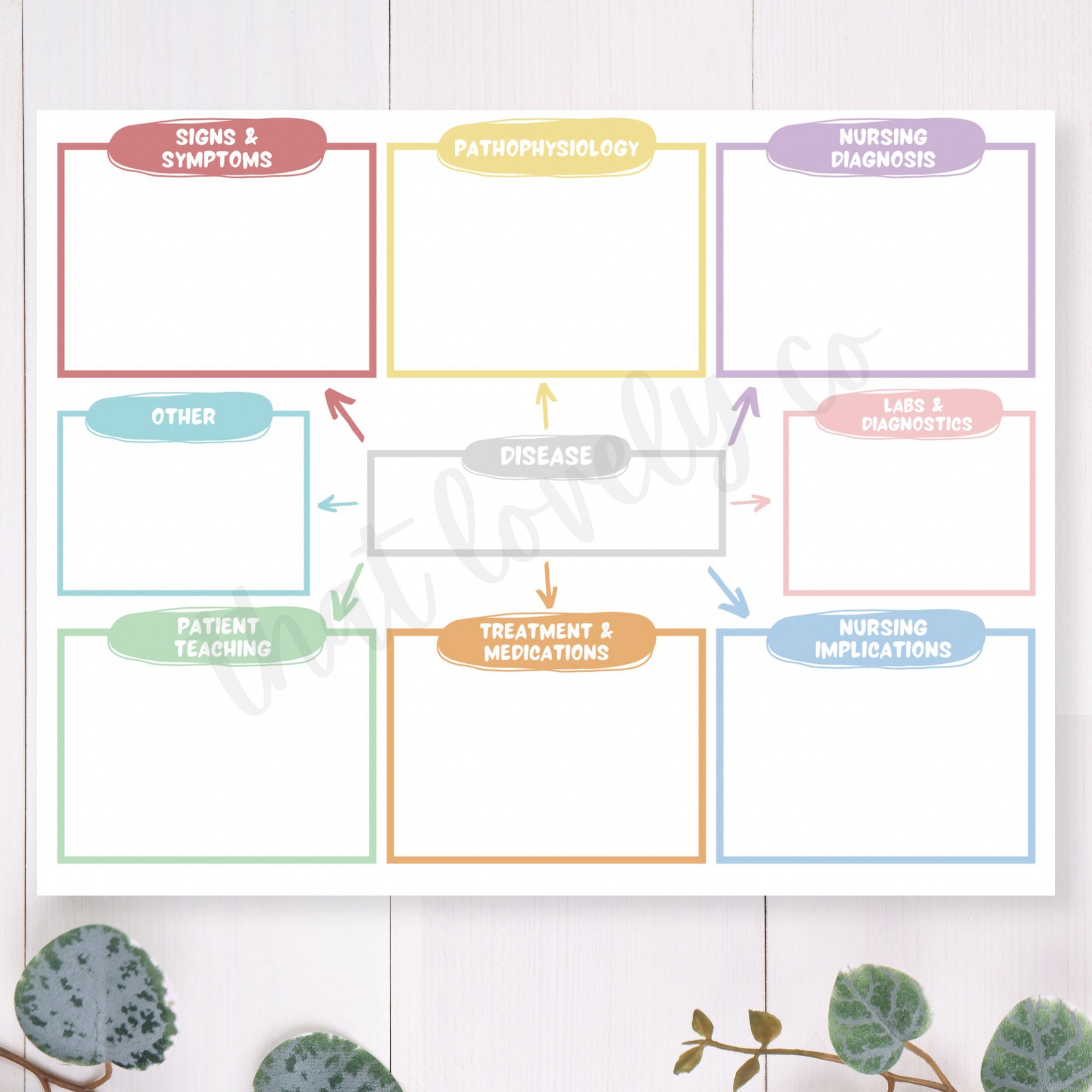Nursing Concept Map With Blank Template Version - Etsy
