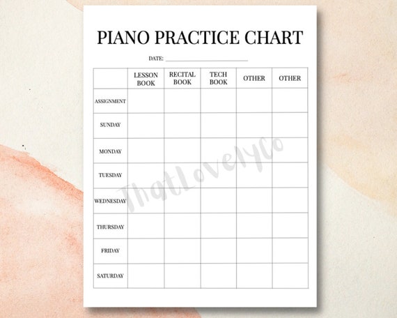 Piano Practice Chart - Etsy
