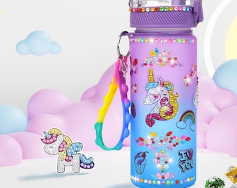 DIY Unicorn Water Bottle Kit: Diamond Sticker Craft, BPA-Free