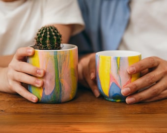 Water Marbling Planter Kit - Dip, Swirl, and Decorate Pots, Mugs, and More