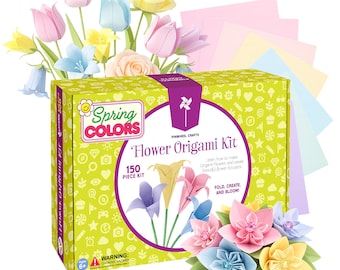 Spring Flower Origami Kit – 150 Piece Spring Colors Craft Set (Ages 6+)