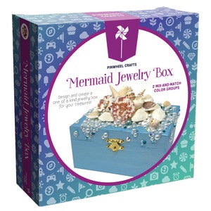 DIY Mermaid Jewelry Box Kit: Seashells & Crystals Craft Set
