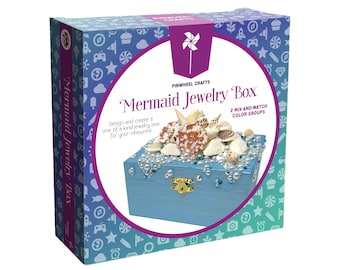 DIY Mermaid Jewelry Box Kit: Seashells & Crystals Craft Set
