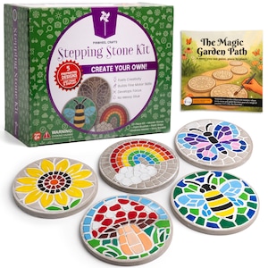 Garden Stepping Stone Kit for Kids | DIY Paint & Decorate Craft Set | Outdoor Art Project | Personalized Garden Path Craft Gift [BACKORDER]