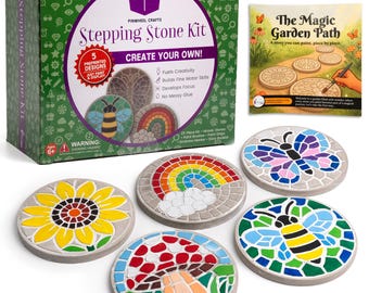 Garden Stepping Stone Kit for Kids | DIY Paint & Decorate Craft Set | Outdoor Art Project | Personalized Garden Path Craft Gift [BACKORDER]