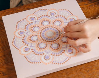 DIY Dot Painting Mandala Kit: Pre-Printed Canvas Art for Beginners