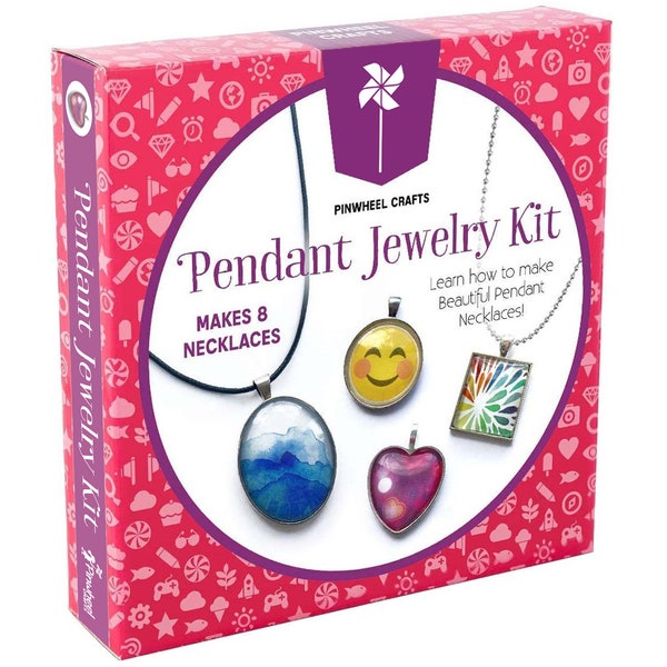 Pendant Jewelry Making Kit - Craft Kit for girls - Custom Glass Pendant Necklaces - Great Christmas gift and stocking stuffer