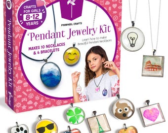 DIY Pendant Jewelry Making Kit, Custom Glass Necklaces, Craft Kit for Girls, Fun DIY Gift Idea, Creative Jewelry Crafting Kit