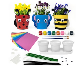 DIY Ceramic Flower Pot Painting Kit: Kids Arts & Crafts, Critter Theme