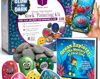 Glow-in-the-Dark Rock Painting Kit for Kids | DIY Craft Set with Paints, Brushes & Accessories | Fun Art Gift for Kids