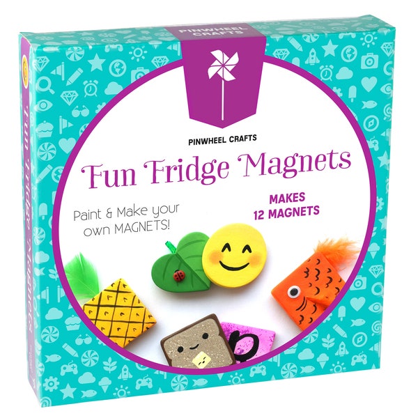 Fridge Magnet Craft Kit - DIY Arts and Crafts Set for Kids - Make Your Own Fridge & Locker Magnets - 5 minute crafts handmade Christmas Gift