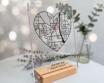 Personalized Map Gift, Personalised Anniversary Gift, Night We Met Gift, Where We Met Map, Wedding Gift, GP04