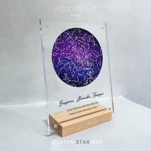 Carte des étoiles le jour de votre naissance, cadeau d'anniversaire personnalisé - 1er 2e 3e 13e 16e 18e 21e cadeau d'anniversaire, SMP01
