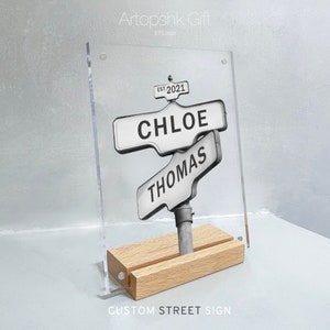 Personalised Name Street Sign, Couples Wedding Anniversary Gift, Gift for Her Wife Husband Girlfriend, Personalized Christmas Gift, ST01
