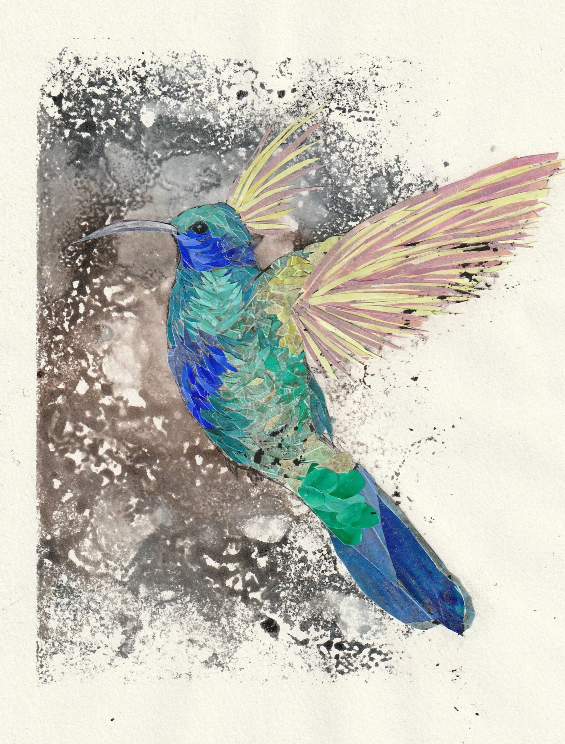 Impression d'un Collage Colibri en Vol