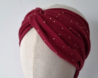 Bandeau cheveux femme , turban adulte gaze de coton/ home-made adulte headband / œko tex. Bandeau croisé.fetes des mères made in France